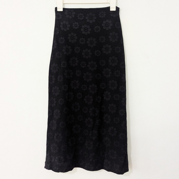 Vintage Y2K Floral Print Jacquard Pull On Maxi Dress Daisy Black Size Small S - Picture 8 of 8